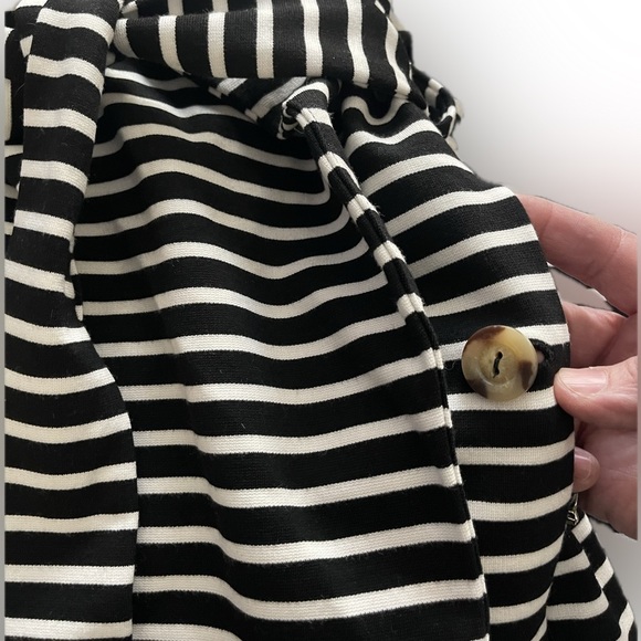 🆕 NWT GIBSONLOOK Blazer Belted Ponte Topper Jacket Black White Stripe Womens XS - Picture 6 of 9
